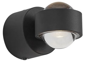 Lampada da parete di design nera con LED IP44 - Lens