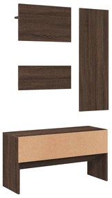 Set mobili da ingresso 4 pz rovere marrone in legno multistrato