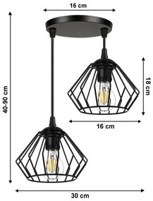 Lampadario su fune CEED 2xE27/60W/230V
