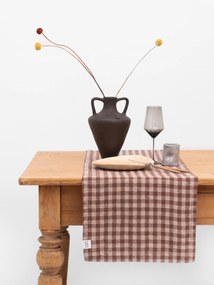 Runner da tavolo in lino Chocolate Gingham