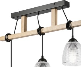 Lampadario a sospensione con cavo LEANDRA 3xE27/15W/230V rovere/nero