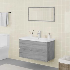 Set Di Mobili Da Bagno Grigio Sonoma İn Legno Multistrato /
