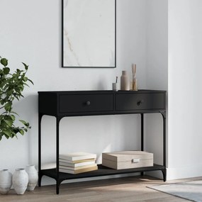 Tavolino Consolle Nero 100x34,5x75 Cm İn Legno Multistrato /