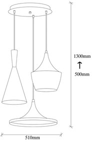 Lampada a sospensione nera per 3 lampadine Elmas - Opviq lights