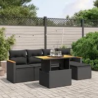 Set Divano da Giardino 6 pz con Cuscini Nero in Polyrattancod mxl 90391