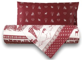 Completo letto 1 piazza e mezza Country bordeaux