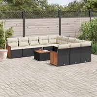 Set Divani da Giardino 12 pz con Cuscini Nero in Polyrattancod mxl 88141