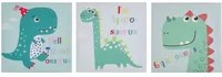 Set di 3 stampe su tela Multicolore 30 x 30 cm Dinosauri Nursery Kids Room Decor