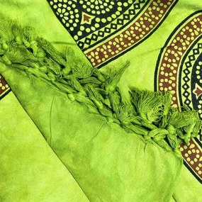 Granfoulard Copritutto in Puro Cotone con frange Sole Orientale 210x240 cm  Colore Lime