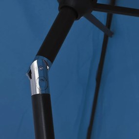 Ombrellone da Esterni con LED e Palo in Acciaio 300 cm Azzurro
