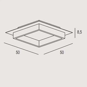 Plafoniera Contemporanea Square Metallo Foglia Rame Led 40W