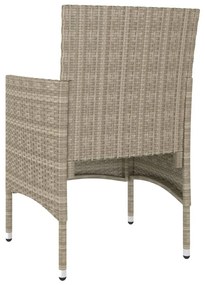 Set Sedie da Giardino con Poggiapiedi 4 pz in Polyrattan Beige