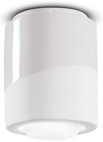 Plafoniera Piccola Vintage Decò Pi Ceramica Bianco Grezzo 1 Luce E27