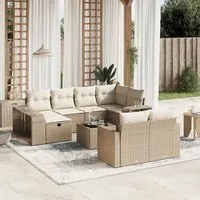 Set Divani da Giardino 11 pz con Cuscini Beige in Polyrattan 3266248