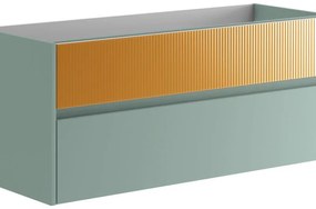 Mobile da bagno sospeso sotto lavabo L 119.5 x H 50 x P 45.5 cm verde laccato opaco, 2 cassetti VISOBATH Niwa