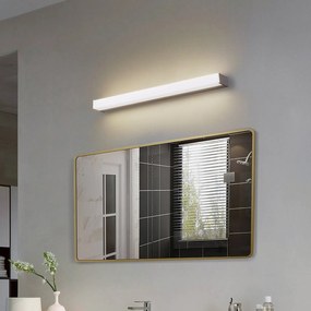 Lindby Luce da specchio per il bagno a LED Philippa, angolare, 58 cm, alluminio