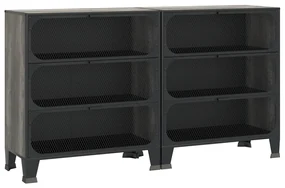 Armadi portaoggetti 2 pz grigi 72x36x82 cm metallo e mdf