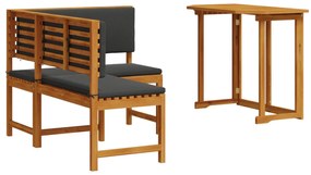 Set da pranzo da giardino 2 pezzi con cuscini in legno massello di acacia