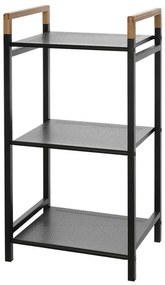 Scaffale porta oggetti 3 ripiani nero in acciaio e bamboo linea Haiti