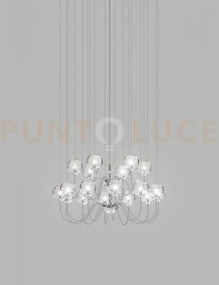 Puppet sospensione 18p cristallo trasparente cromo lucido 18 luci a...