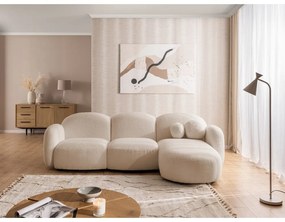 Divano angolare marrone chiaro (con penisola a destra/con chaise lounge) con rivestimento in bouclé Orbit – Ropez