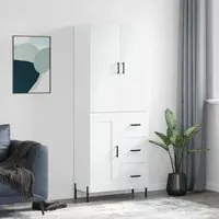 Credenza Bianco Lucido 69,5x34x180 cm in Legno Multistrato 3196021