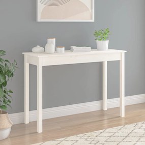 Tavolo consolle bianco 110x40x75 cm in legno massello di pino