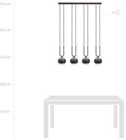 Lampadario Moderno Crio Acciaio Nero 4 Luci E14 Ip20