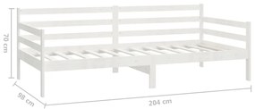 Divano Letto con Materasso 90x200 cm Bianco in Legno di Pino