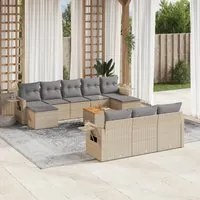 Set Divano da Giardino 11 pz con Cuscini Beige Misto Polyrattan 3257116