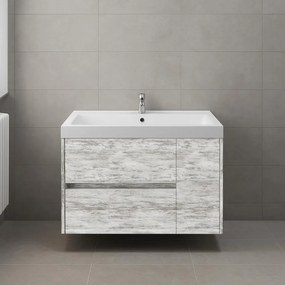 Mobile sottolavabo e lavabo Portofino per vasca centrale grigio antico in mdf L 80 x H 51 x P 40 cm, 1 anta 2 cassetti
