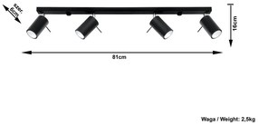 Apparecchio da soffitto nero 4L Etna - Sollux