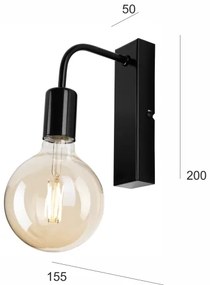 Applique ASTRID 1xE27/60W/230V nero lucido