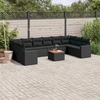 Set Divani da Giardino 11 pz con Cuscini in Polyrattan Nero 3256622