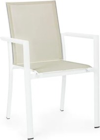 Sedia Da Esterno In Alluminio E Textilene Con Braccioli Konnor Bizzotto Bianca New CX24