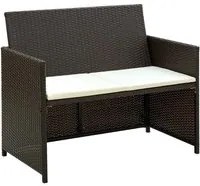 Divano da Giardino a 2 Posti con Cuscini Marrone in Polyrattan cod mxl 57734