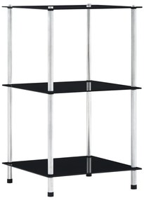 Scaffale A 3 Livelli Nero 40x40x67 Cm İn Vetro Temperato /