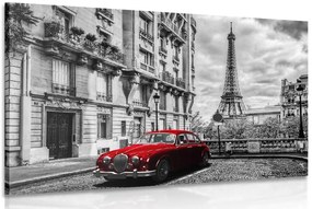 Stampa su tela – Auto retrò rossa a Parigi