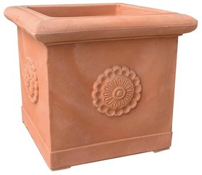 Vaso per piante e fiori Quadro Anticato in terracotta arancione e rame H 36 cm L 41 x P 41 cm