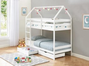 Letto a castello capanna 2 x 90 x 190 cm 2 cassetti Abete Bianco - CHORI