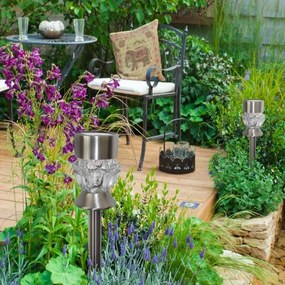 Lampada LED solare CRYSTAL 2xLED-RGB/0,02W/1xAAA cromo opaco