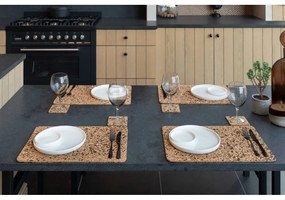 Sottobicchieri in sughero di colore naturale in set di 4 pezzi Querco - ZicZac