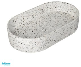 Lavabo D'Appoggio "Linus" Da 60x35 cm Finitura Stracciatella C/Piletta Di Scarico Inclusa