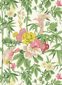 Sanderson Tapete Bamboo and Birds - Scallion Green