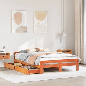 Giroletto Senza Materasso Marrone Cera 140x200cm Massello Pino /