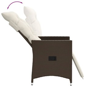 Set bistrò 3 pz con cuscini marrone in polyrattan