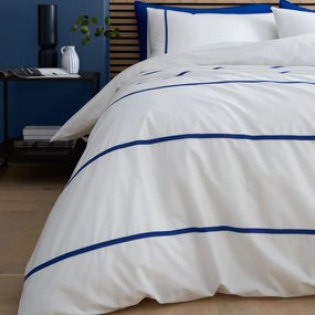 Biancheria da letto in cotone blu e bianco per letto matrimoniale 200x200 cm Herringbone Trim Stripe - Content by Terence Conran