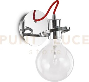 Radio applique a parete in metallo con lampadina e27 inclusa cromo