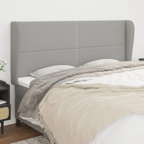 Testiera Ad Orecchio Grigio Chiaro 163x23x118/128 Cm İn Tessuto /
