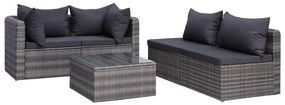 Set divani da giardino 7 pz con cuscini in polyrattan grigio